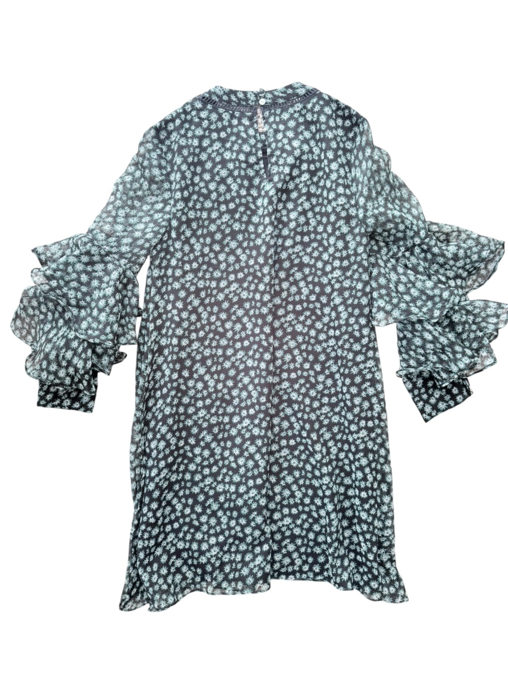 Anthropologie Ranna Gill Silk Embellished Tunic Dress XS Black Ruffle Sleeve - Picture 9 of 13